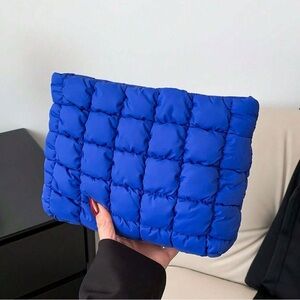 Quilted Royal Blue Multi-Purpose Puffer Cosmetic Bag / Clutch NEW